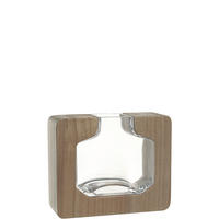 VASE 17,5 cm  - Hellbraun/Transparent, Natur, Glas/Holz (21,5/17,5/7cm) - Leonardo