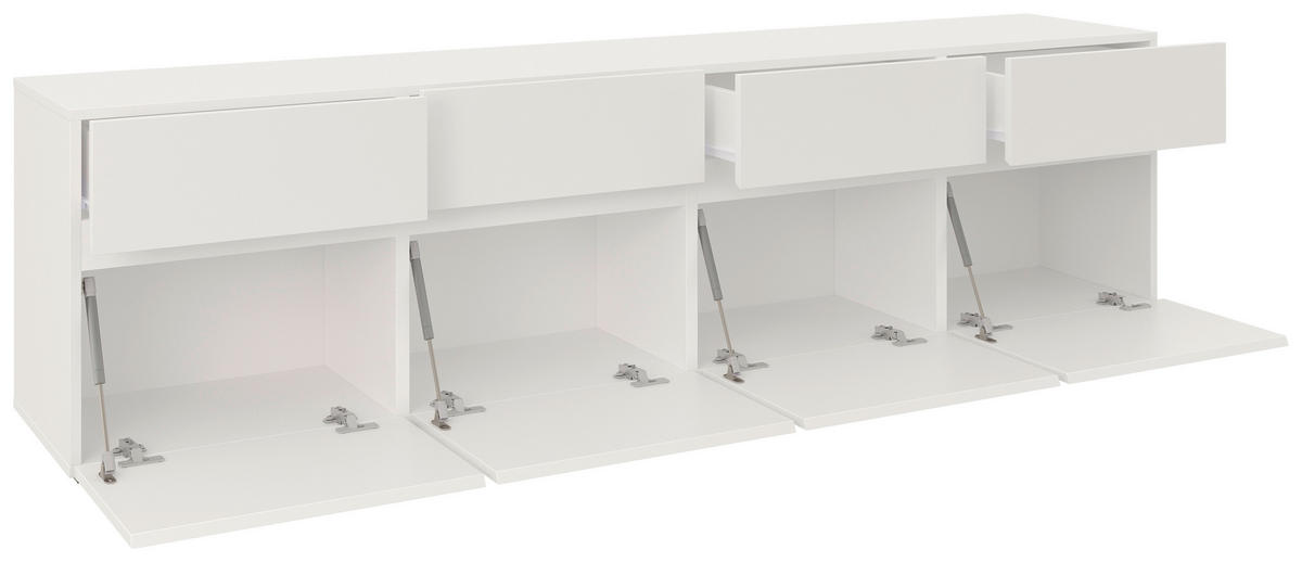 LOWBOARD 200/52,8/40 cm  - Weiss/Silberfarben, Design, Holzwerkstoff (200/52,8/40cm) - Xora