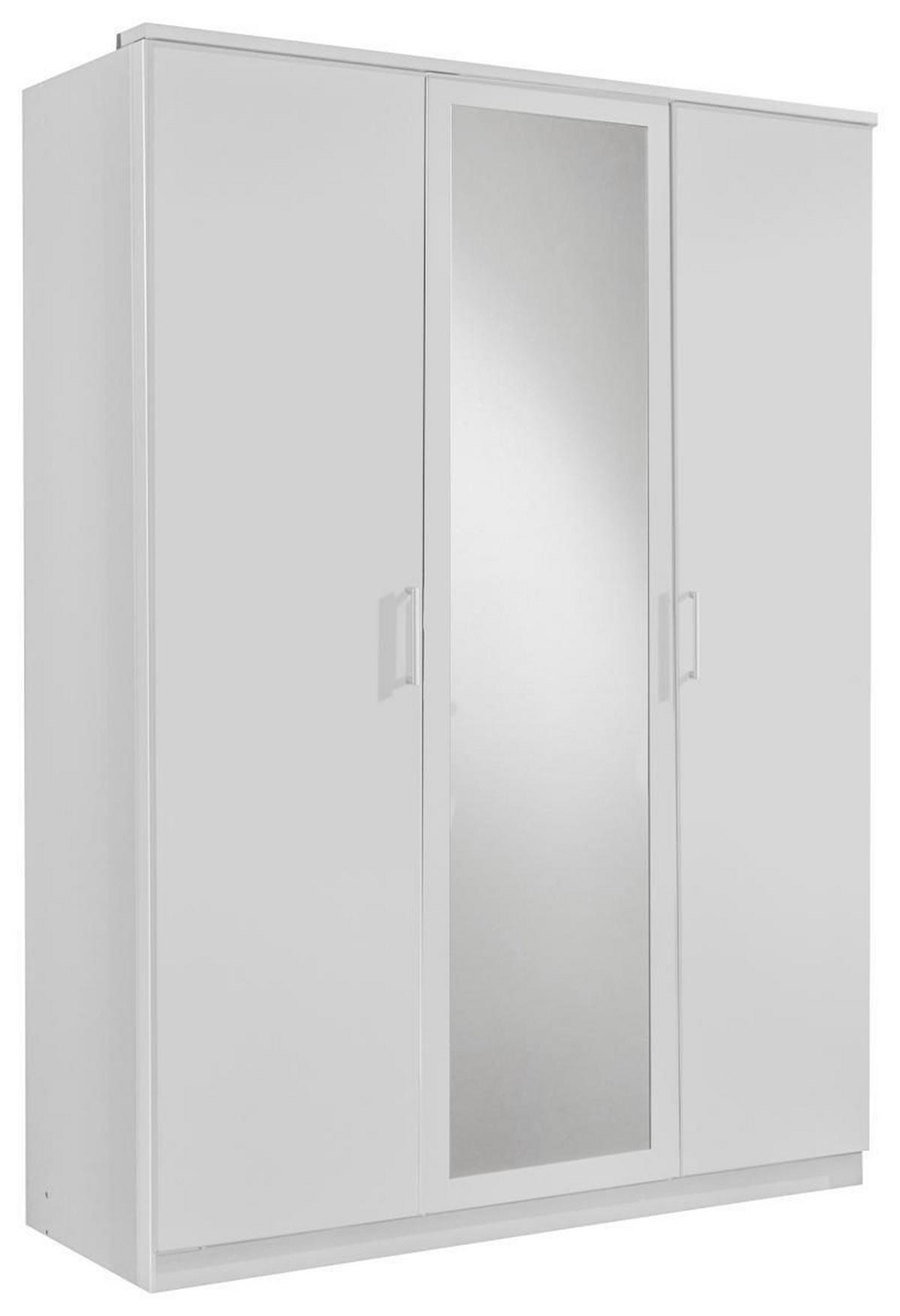 DREHTÜRENSCHRANK in Weiss  - Weiss/Alufarben, Konventionell, Glas/Holzwerkstoff (135/199/58cm) - MID.YOU