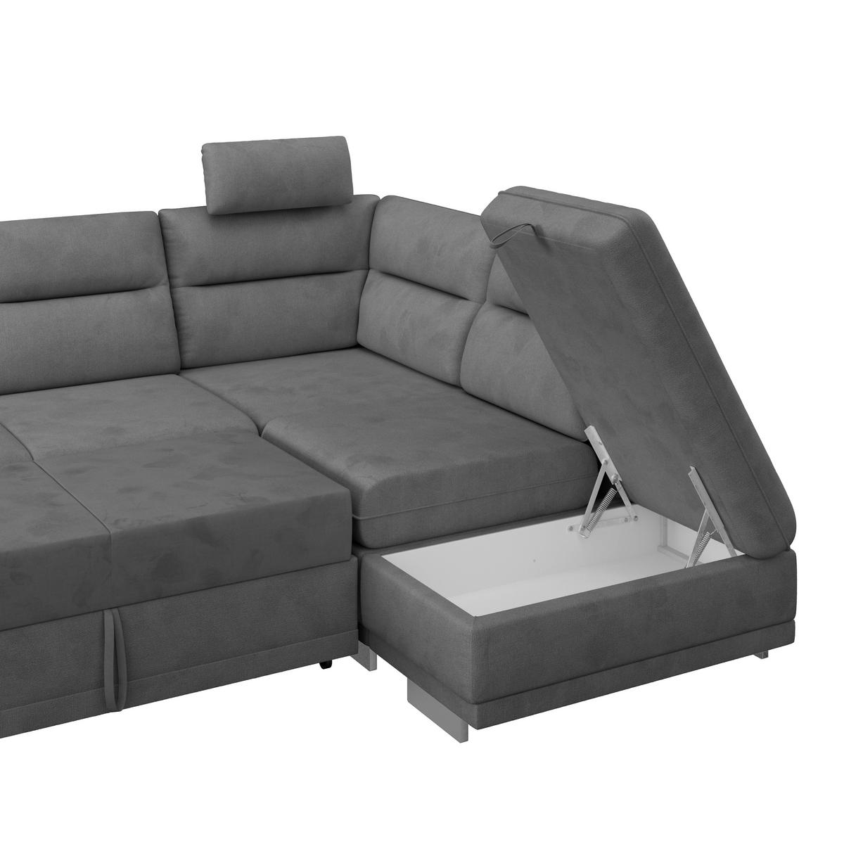 WOHNLANDSCHAFT in Velours Dunkelgrau  - Chromfarben/Dunkelgrau, Konventionell, Textil/Metall (264/217cm) - MID.YOU