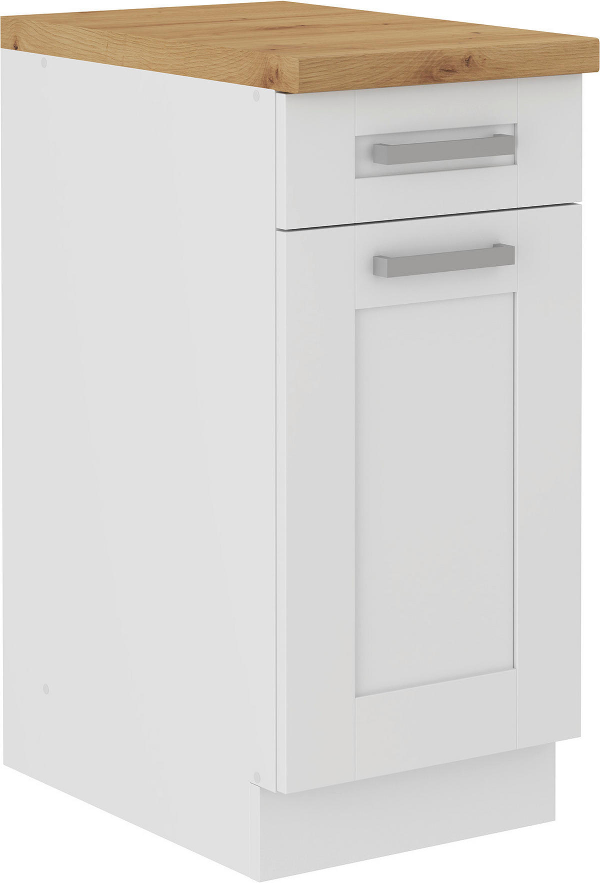 KÜCHENUNTERSCHRANK 40/86/60 cm  in Weiß  - Silberfarben/Eiche Artisan, ROMANTIK / LANDHAUS, Holzwerkstoff/Metall (40/86/60cm) - MID.YOU