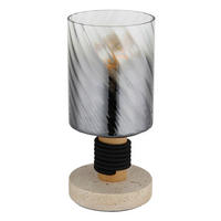 STOLNÍ LAMPA, E27, 12/25,4 cm  - šedá/černá, Design, dřevo/textil (12/25,4cm) - Globo