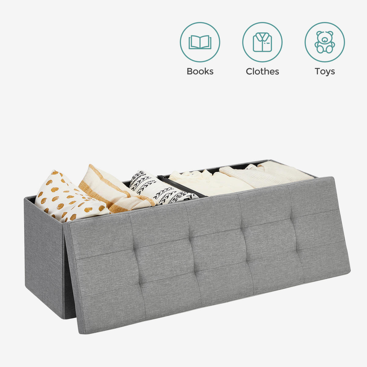 SITZBOX in Textil, Holzwerkstoff Grau  - Grau, Basics, Holzwerkstoff/Textil (110/38/38cm)