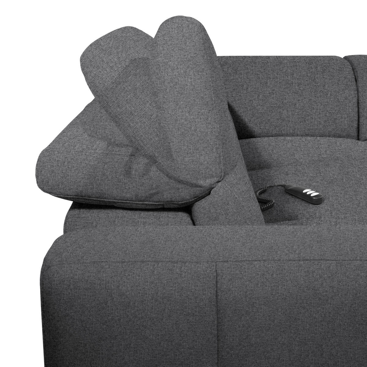 ECKSOFA Dunkelgrau Flachgewebe  - Dunkelgrau/Schwarz, Design, Textil/Metall (290/238cm) - Pure Home Lifestyle