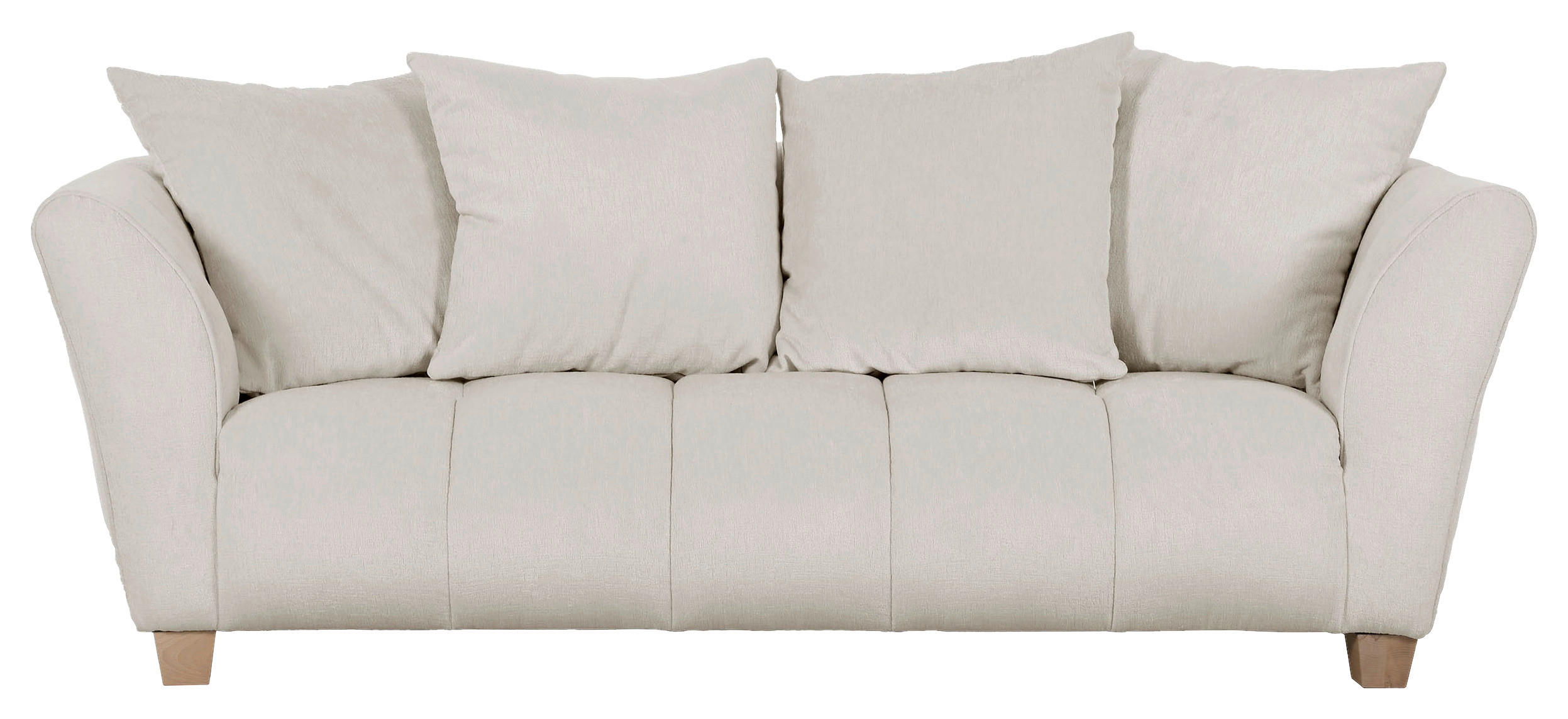 3-SITZER-SOFA Chenille Creme  - Buchefarben/Creme, KONVENTIONELL, Holz/Textil (212/72/95cm) - Milino