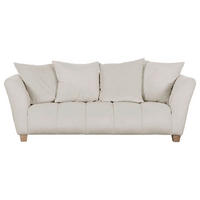 3-SITZER-SOFA Chenille Creme  - Buchefarben/Creme, KONVENTIONELL, Holz/Textil (212/72/95cm) - Milino