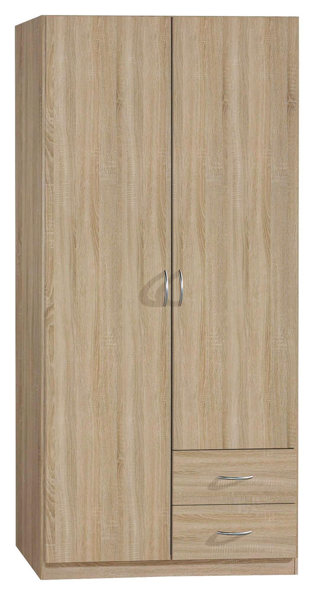 DREHTÜRENSCHRANK 91/197/54 cm 2-türig  - Silberfarben/Sonoma Eiche, Design, Holzwerkstoff/Kunststoff (91/197/54cm) - Boxxx