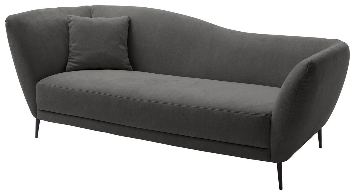 RÉCAMIERE Anthrazit Chenille Zierkissen, Rücken echt  - Anthrazit/Schwarz, KONVENTIONELL, Textil/Metall (224/70/97cm) - Hom`in