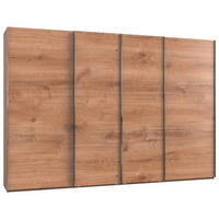 SCHWEBETÜRENSCHRANK in Eichefarben  - Chromfarben/Eichefarben, Modern, Holzwerkstoff (350/236/65cm) - MID.YOU