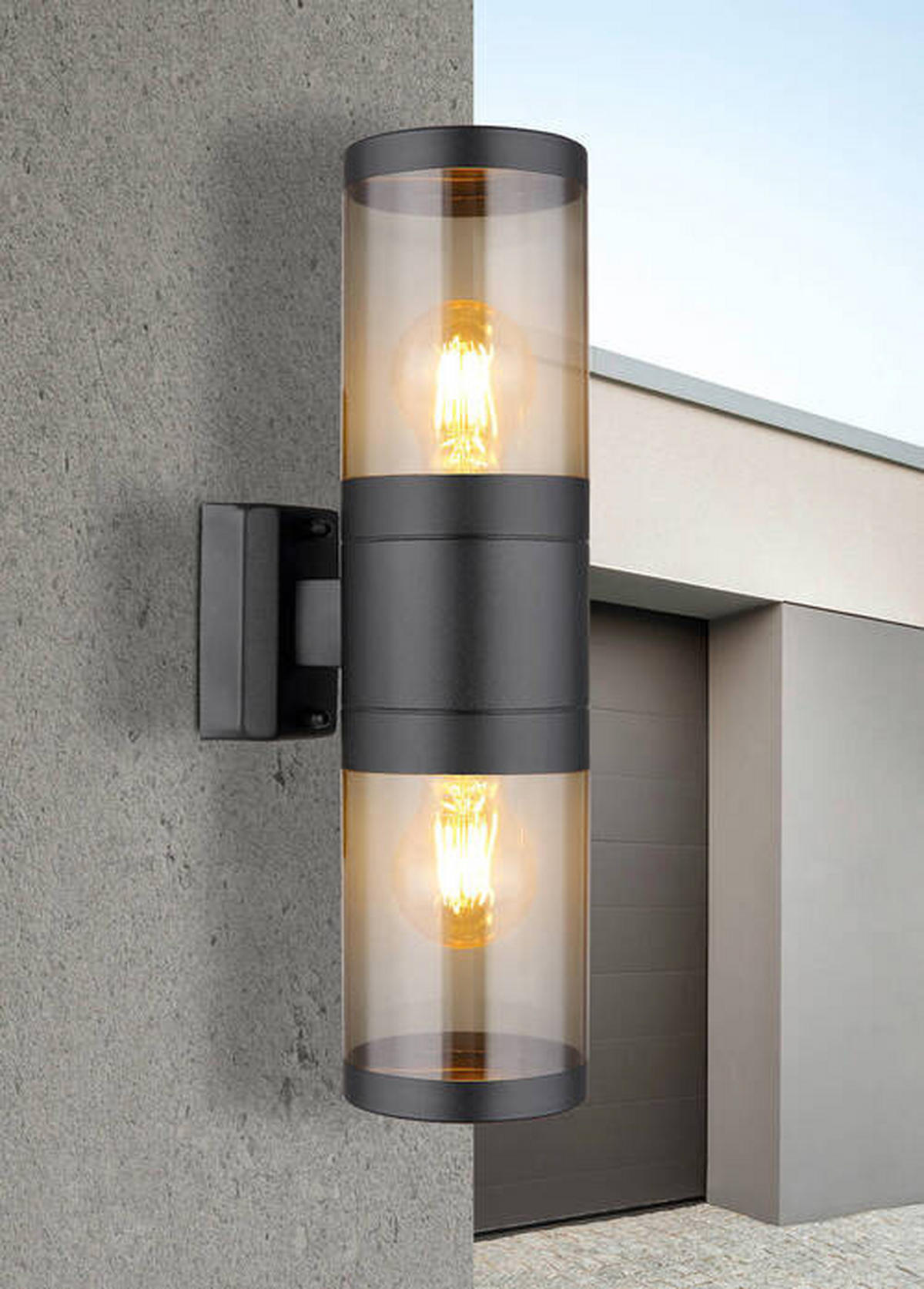 VÄGGLAMPA FÖR UTOMHUS - svart, Basics, metall/plast (10,2/15,5/38cm) - Globo