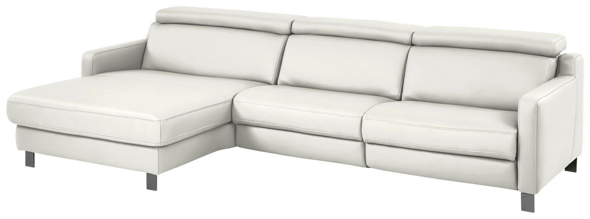 ECKSOFA in Echtleder Creme  - Creme/Schwarz, Design, Leder/Metall (176/291cm) - Valdera