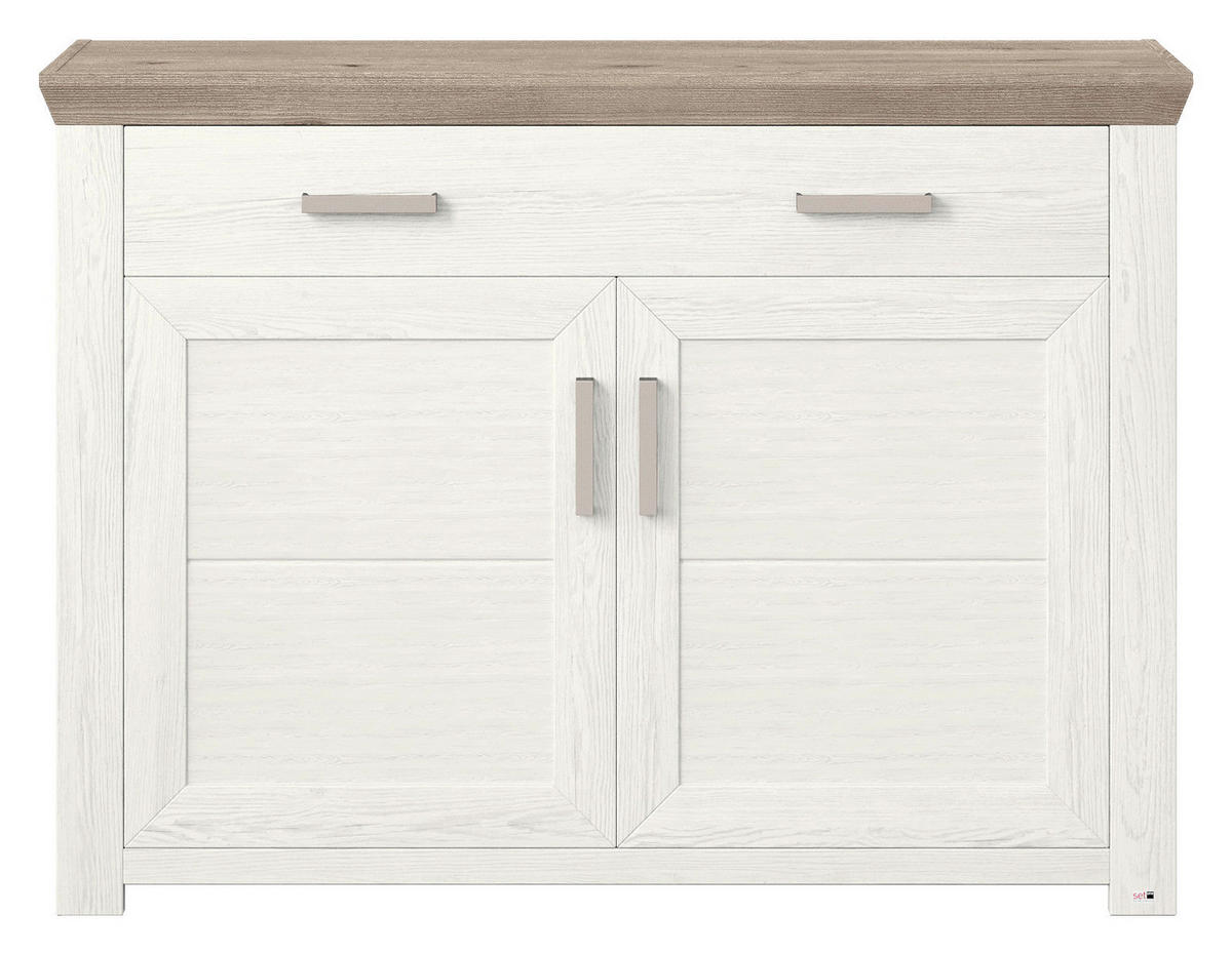 SIDEBOARD  in 129,3/94,6/44,2 cm  - Eichefarben/Weiß, Design, Holzwerkstoff/Metall (129,3/94,6/44,2cm) - SetOne by Musterring