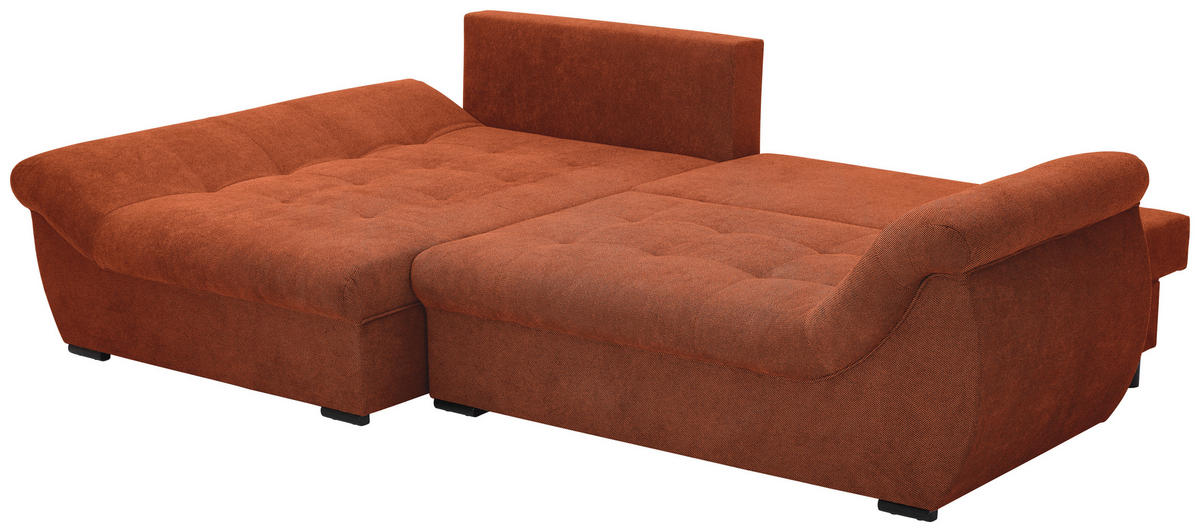 ECKSOFA Rostfarben Flachgewebe  - Rostfarben/Schwarz, Design, Kunststoff/Textil (175/278cm) - Xora