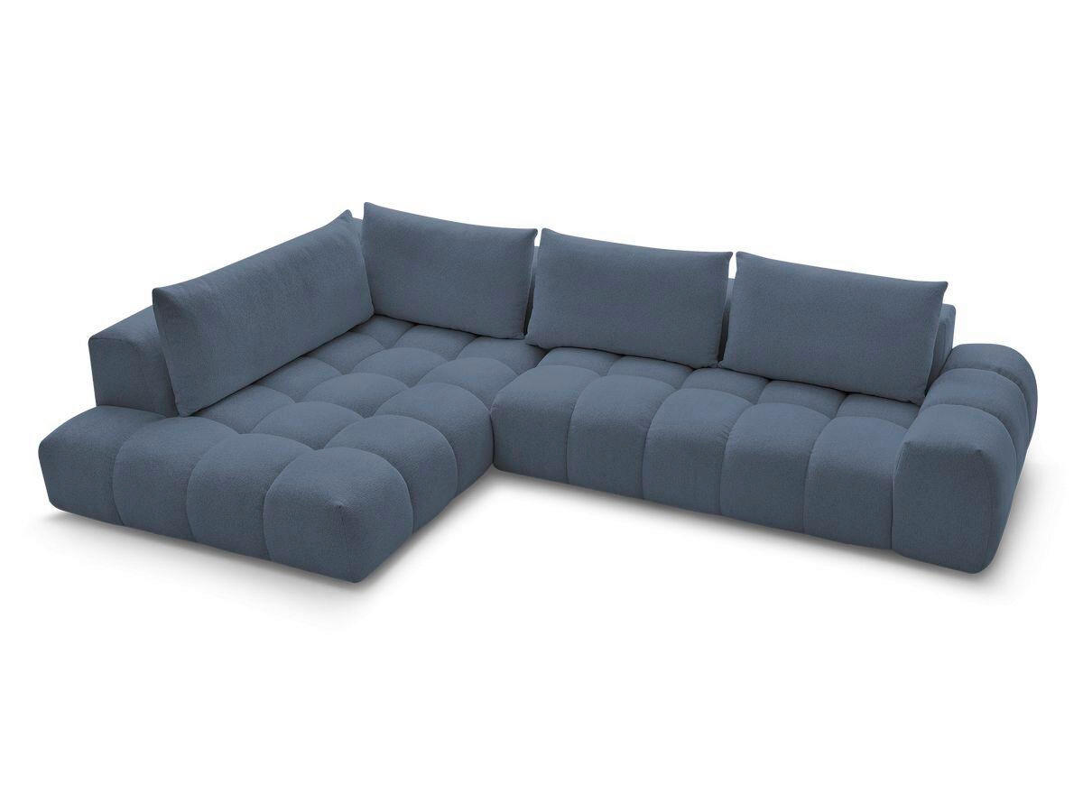 ECKSOFA Ottomane links  EVEREST Dunkelblau Flachgewebe  - Schwarz/Dunkelblau, MODERN, Kunststoff/Textil (210/352cm) - Livetastic