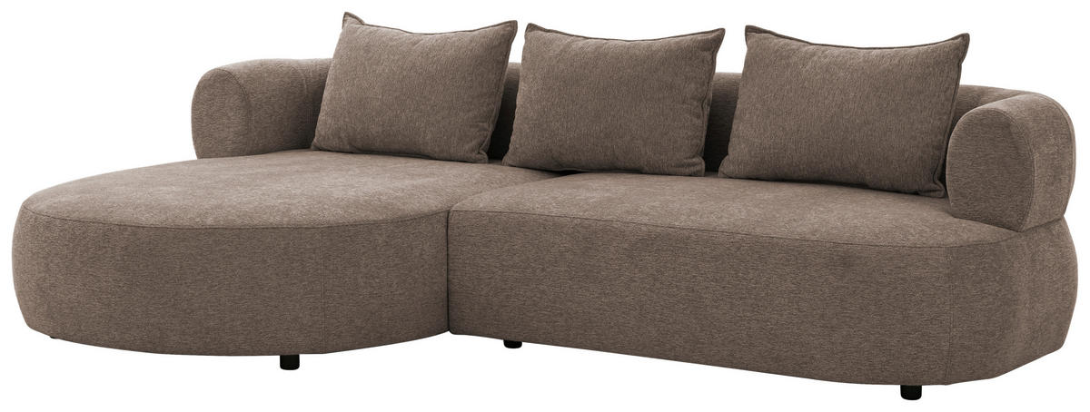 ECKSOFA FERRO Braun Chenille  - Schwarz/Braun, Design, Kunststoff/Textil (156/256cm) - Livetastic