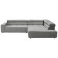 ECKSOFA in Feincord Grau  - Schwarz/Grau, KONVENTIONELL, Kunststoff/Textil (311/219cm) - Hom`in