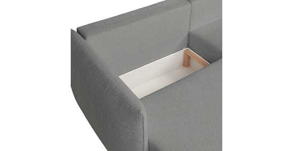 ECKSOFA Greige Jersey Rückenkissen, Bettkasten, Schlaffunktion, Rücken echt, Liegefläche im Originalstoff  - Greige/Schwarz, KONVENTIONELL, Kunststoff/Textil (238/148cm) - Carryhome