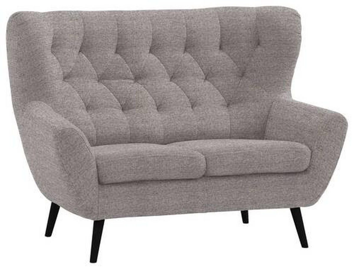2-SITZER-SOFA in Flachgewebe Taupe  - Taupe/Schwarz, Design, Holz/Textil (137/101/95cm) - Stylife