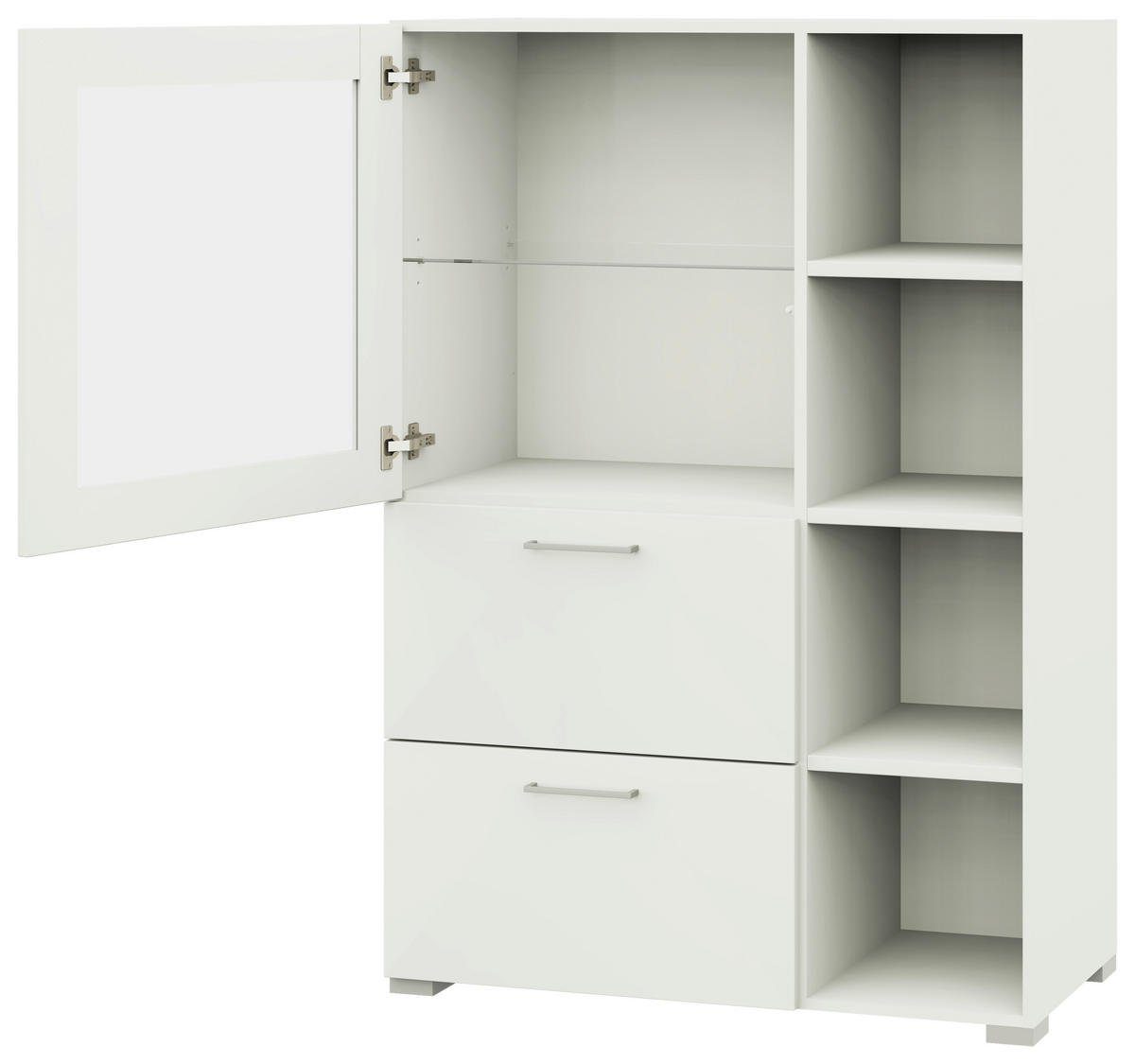 VITRINE in Weiss  - Weiss/Edelstahlfarben, Design, Glas/Holzwerkstoff (100/143,3/41,9cm) - Cantus