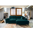 ECKSOFA in Velours Petrol  - Petrol/Schwarz, Design, Textil/Metall (267/181cm) - Carryhome