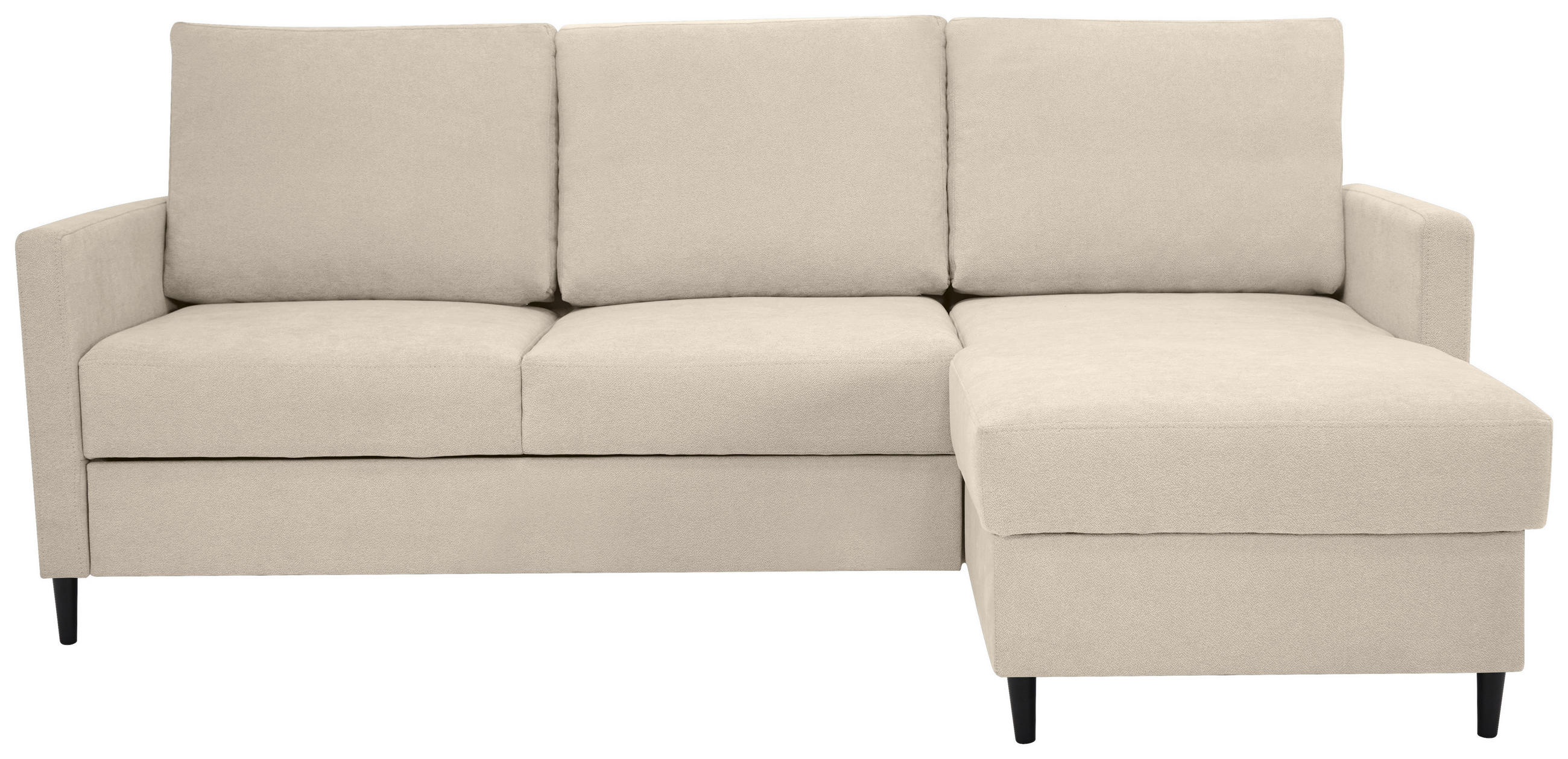 ECKSOFA Beige Chenille  - Beige/Schwarz, KONVENTIONELL, Holz/Textil (159/221cm) - Carryhome