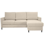 ECKSOFA Beige Chenille  - Beige/Schwarz, KONVENTIONELL, Holz/Textil (159/221cm) - Carryhome
