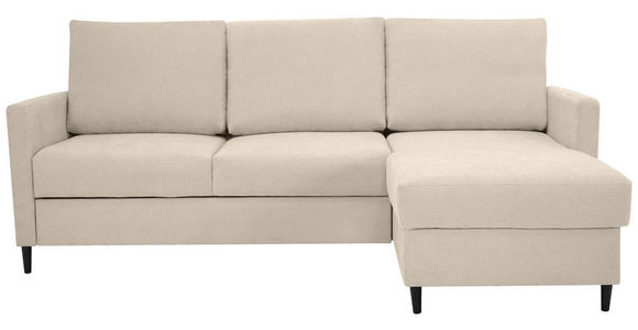 ECKSOFA Beige Chenille  - Beige/Schwarz, KONVENTIONELL, Holz/Textil (159/221cm) - Carryhome