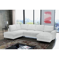 WOHNLANDSCHAFT Naturfarben Cord  - Schwarz/Naturfarben, KONVENTIONELL, Textil/Metall (197/303/148cm) - Carryhome