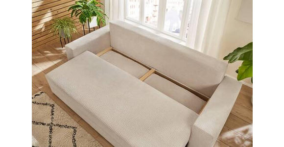 SCHLAFSOFA Cord Naturfarben Rückenkissen, Bettkasten, Schlaffunktion, Rücken echt, Liegefläche im Originalstoff  - Schwarz/Naturfarben, KONVENTIONELL, Kunststoff/Textil (240/72/95cm) - Carryhome