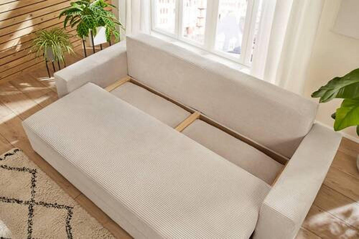 SCHLAFSOFA  mit Cord Naturfarben  - Schwarz/Naturfarben, KONVENTIONELL, Kunststoff/Textil (240/72/95cm) - Carryhome