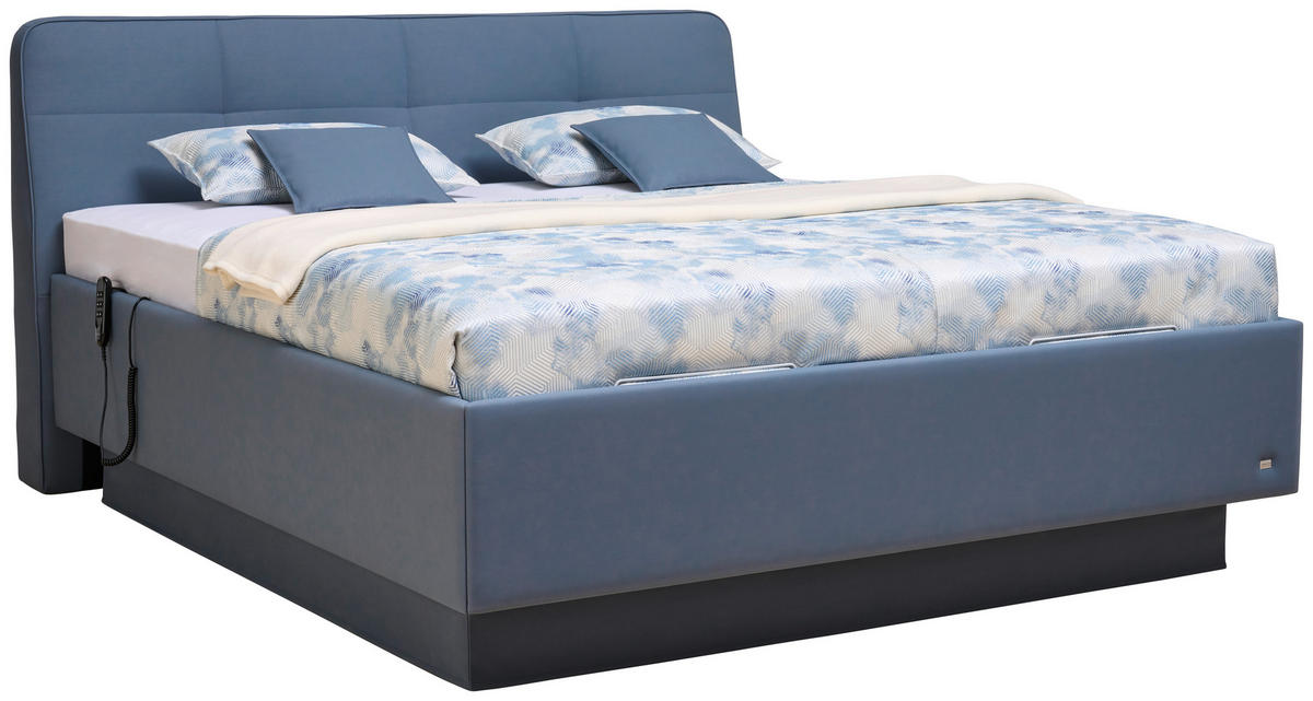 POLSTERBETT Matratze, Lattenrost 180/200 cm  in Blau  - Blau/Weiß, Basics, Holz/Textil (180/200cm) - RUF Betten