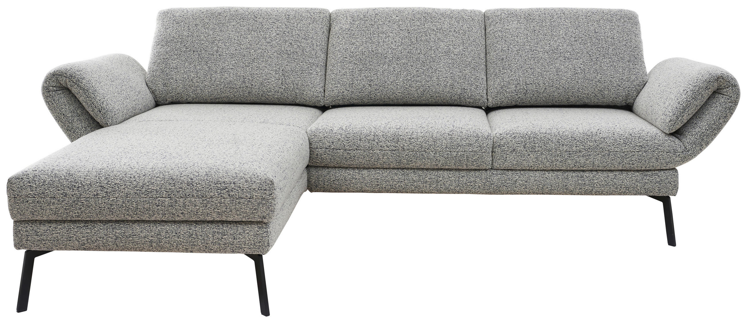 ECKSOFA Flachgewebe Blaugrau  - Blaugrau/Schwarz, Design, Textil/Metall (175-224/255-365cm) - Dieter Knoll