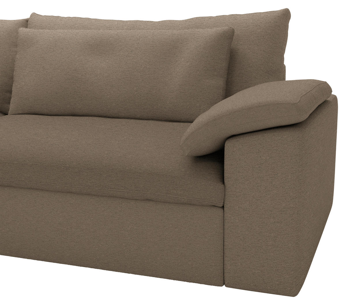 ECKSOFA Flachgewebe Hellbraun  - Hellbraun/Schwarz, Modern, Kunststoff/Textil (198/306cm) - Carryhome
