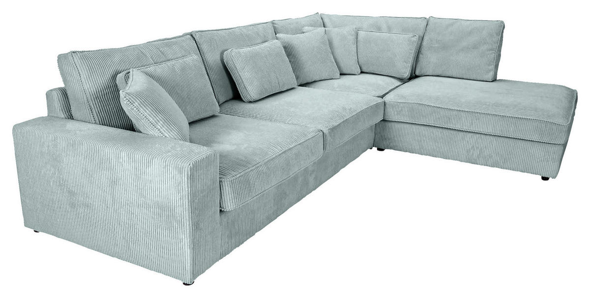 ECKSOFA Cord Hellblau  - Schwarz/Hellblau, Modern, Kunststoff/Textil (307/228cm) - Carryhome