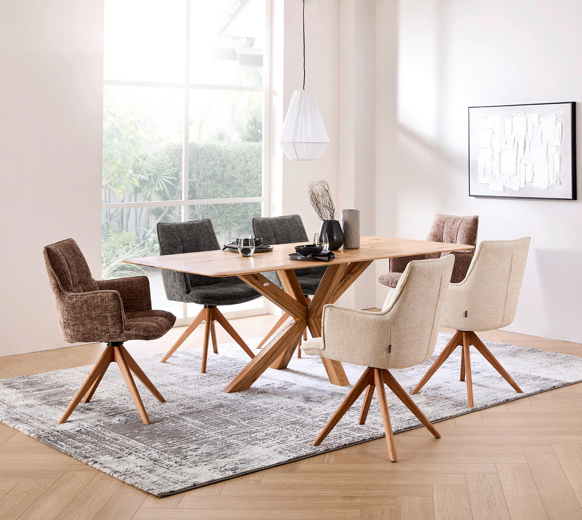 ARMLEHNSTUHL  in Eisen Chenille  - Eichefarben/Beige, Design, Holz/Textil (59,5/88,5/63cm) - Novel