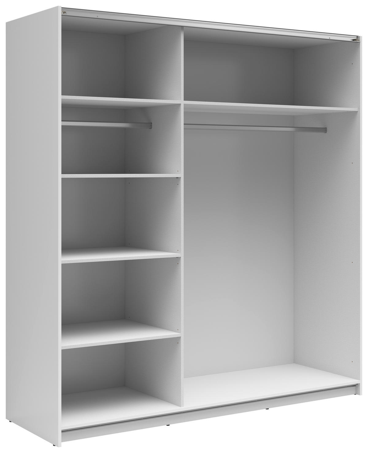 SCHWEBETÜRENSCHRANK 183/195,5/60 cm 2-türig Klar, Weiß Hochglanz  - Klar/Weiß Hochglanz, MODERN, Glas/Holzwerkstoff (183/195,5/60cm) - MID.YOU