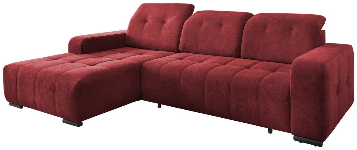ECKSOFA Vicari Rot Chenille  - Rot/Schwarz, MODERN, Textil/Metall (292/185cm) - Livetastic