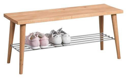 GARDEROBENBANK Wildeiche massiv Eichefarben  - Eichefarben, Design, Holz (90/40/30cm)