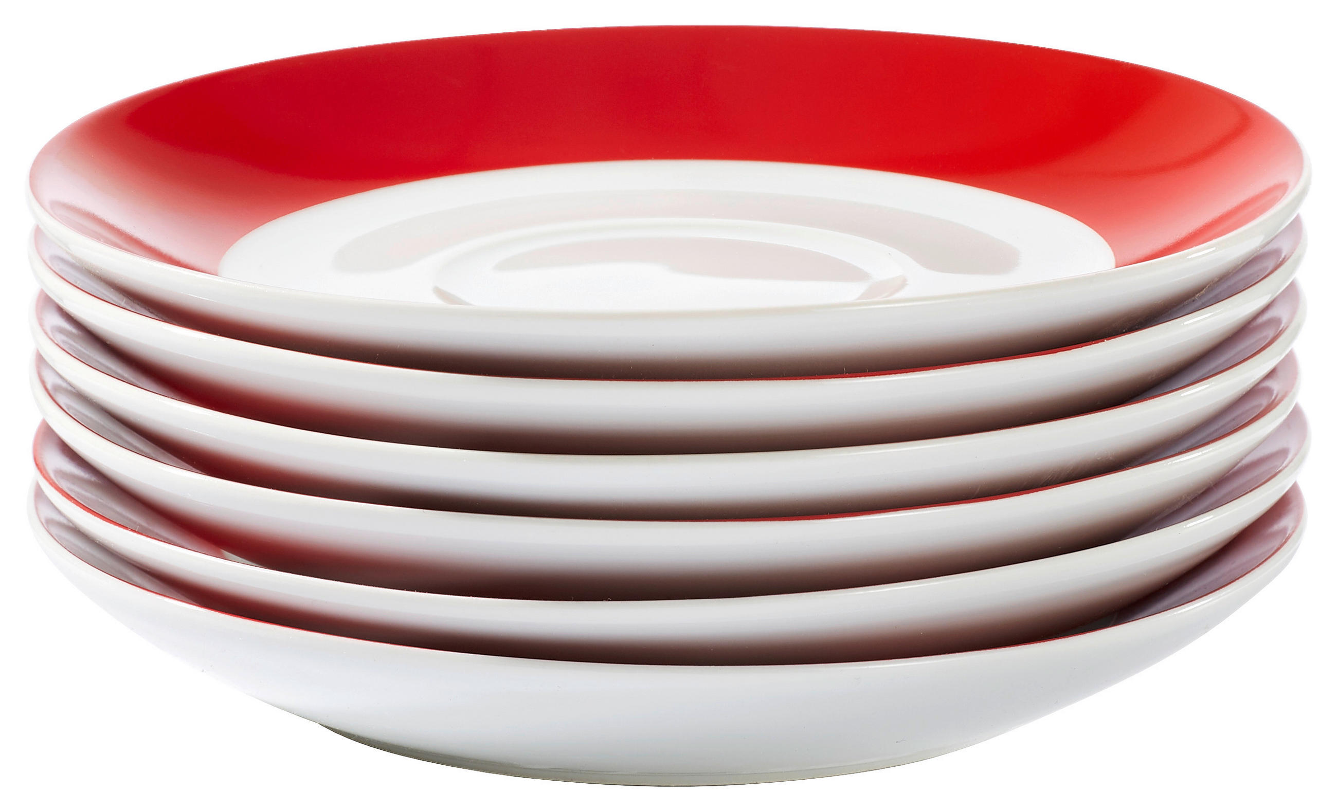 UNTERTASSENSET - Rot/Weiß, Basics, Keramik (14,5cm) - Van Well