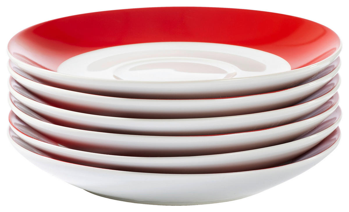 UNTERTASSENSET VARIO    - Rot/Weiß, Basics, Keramik (14,5cm) - Van Well