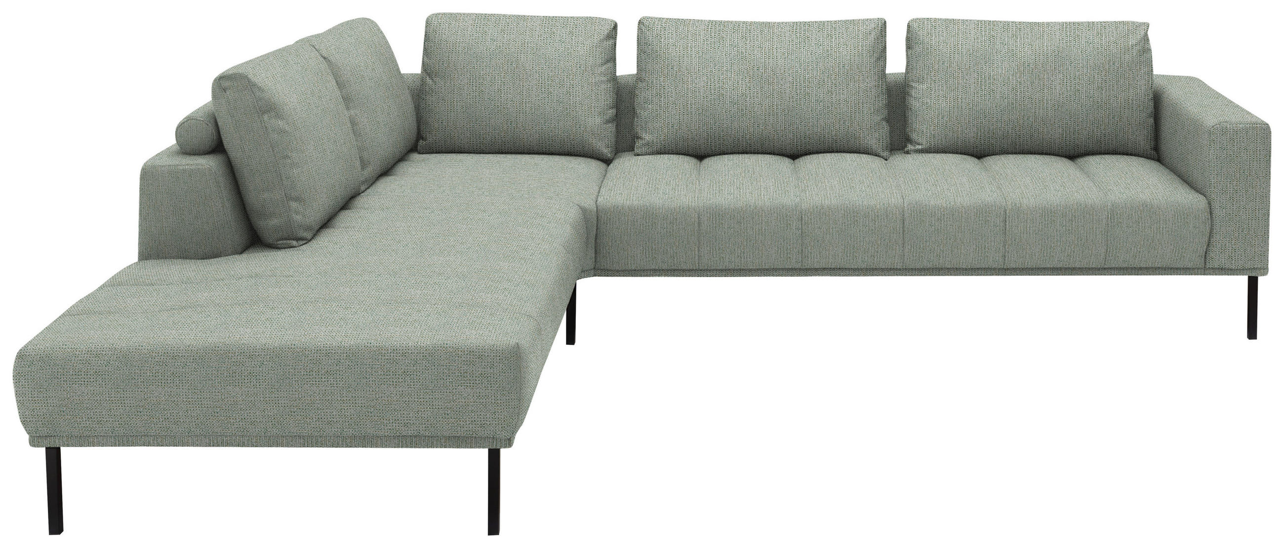 ECKSOFA  in Flachgewebe Platinfarben  270/308 cm  - Platinfarben/Schwarz, Design, Textil/Metall (270/308cm) - Pure Home Lifestyle