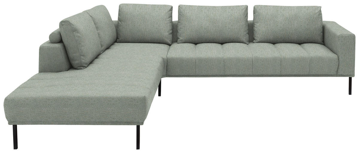 ECKSOFA  in Flachgewebe Platinfarben  270/308 cm  - Platinfarben/Schwarz, Design, Textil/Metall (270/308cm) - Pure Home Lifestyle