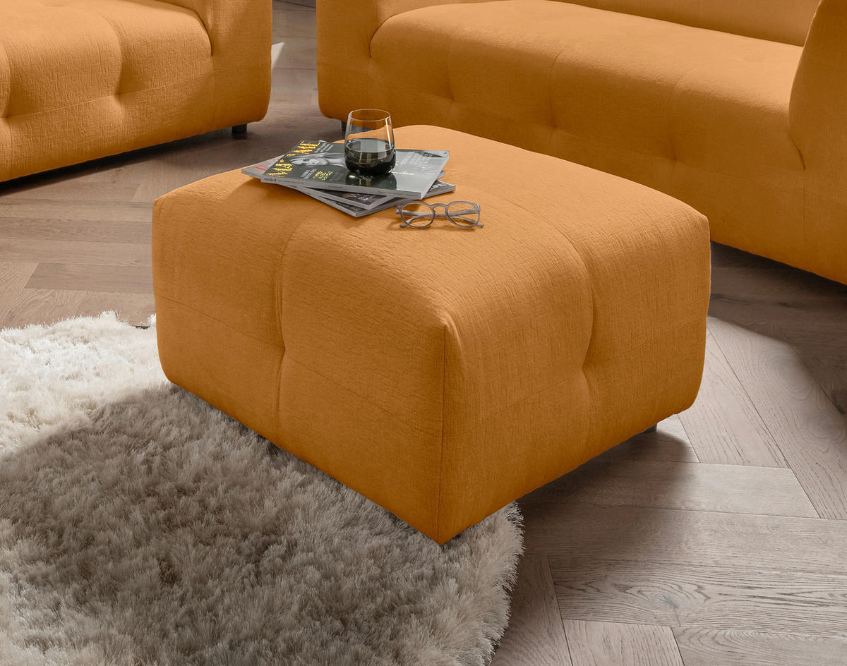 HOCKER in Textil Goldfarben  - Goldfarben/Schwarz, Design, Kunststoff/Textil (72/44/72cm) - Livetastic