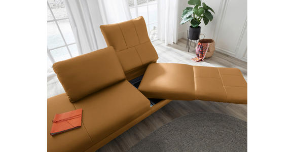 RÉCAMIERE in Echtleder Currygelb - Chromfarben/Currygelb, Design, Leder/Metall (209/85-109/95-16cm) - Dieter Knoll