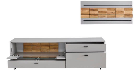 WOHNWAND  in Eichefarben, Kaschmir  299,4/170,4/46,4 cm  - Kaschmir/Eichefarben, Design, Glas/Holz (299,4/170,4/46,4cm) - Novel