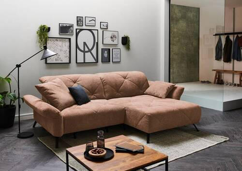 ECKSOFA Beach Kupferfarben Webstoff  - Schwarz/Kupferfarben, Design, Textil/Metall (244/173cm) - Moderano