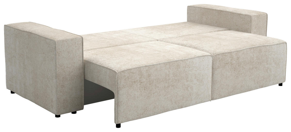 SCHLAFSOFA Webstoff Champagner  - Champagner/Schwarz, Design, Kunststoff/Textil (254/84/98cm) - Stylife