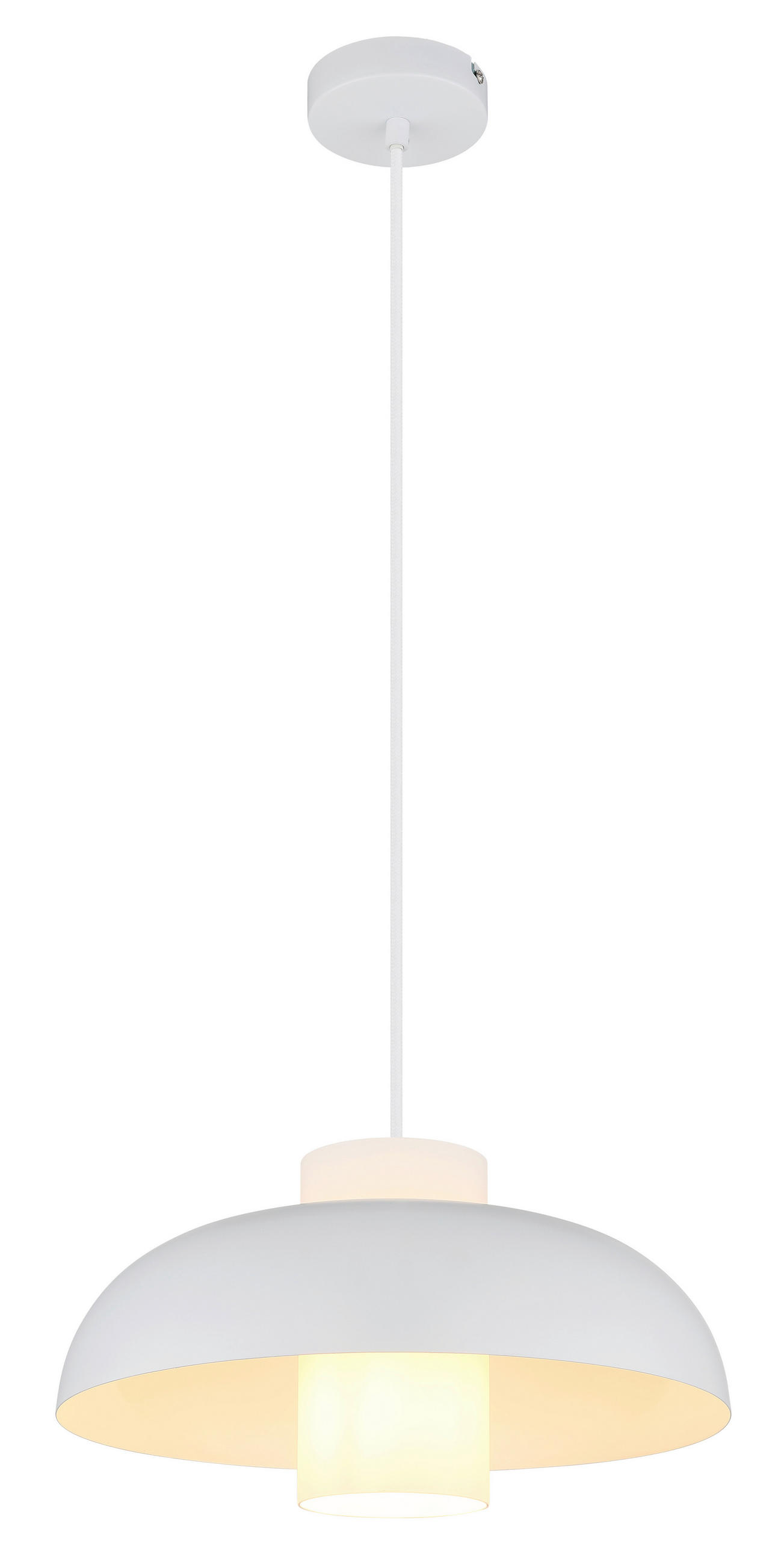 HÄNGELEUCHTE LOWE 38/120 cm  - Opal/Weiß, Trend, Glas/Textil (38/120cm) - Globo