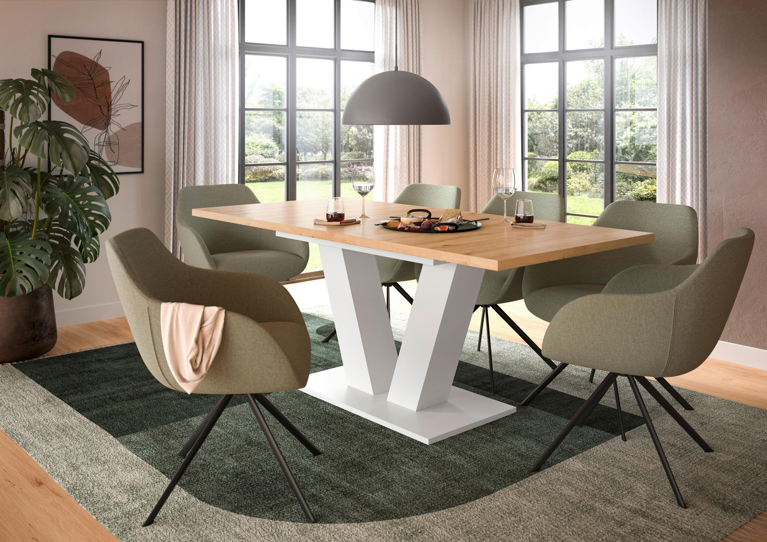 AUSZIEHTISCH in Holzwerkstoff  - Eiche Artisan/Weiß, Trend, Holzwerkstoff (150-190/76/90cm)