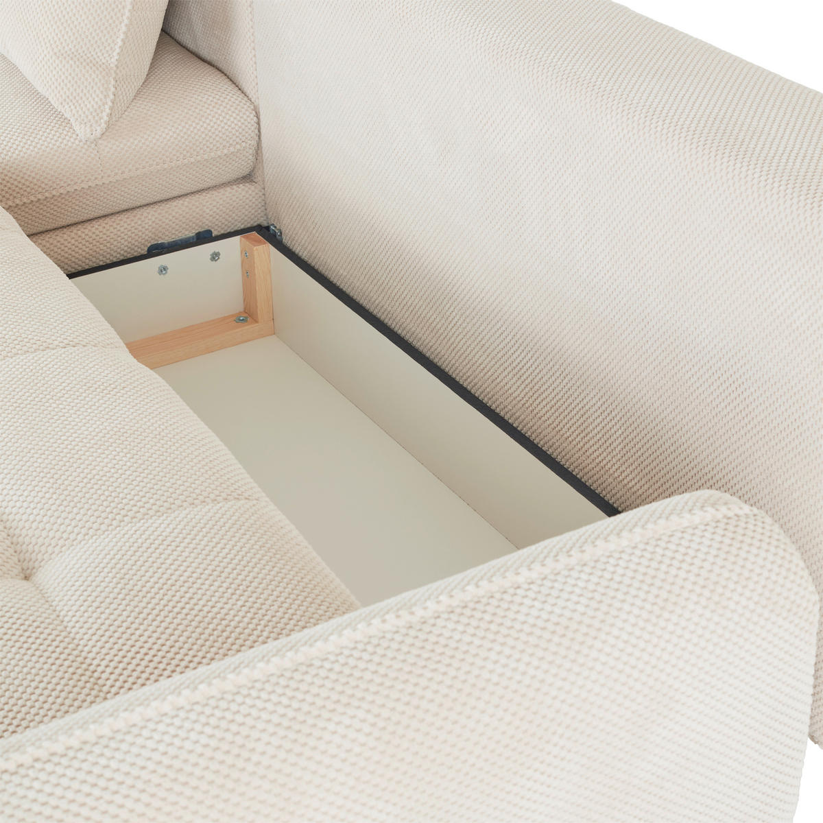 ECKSOFA WAVE Creme Struktur  - Beige/Creme, MODERN, Textil/Metall (189/266cm) - MID.YOU